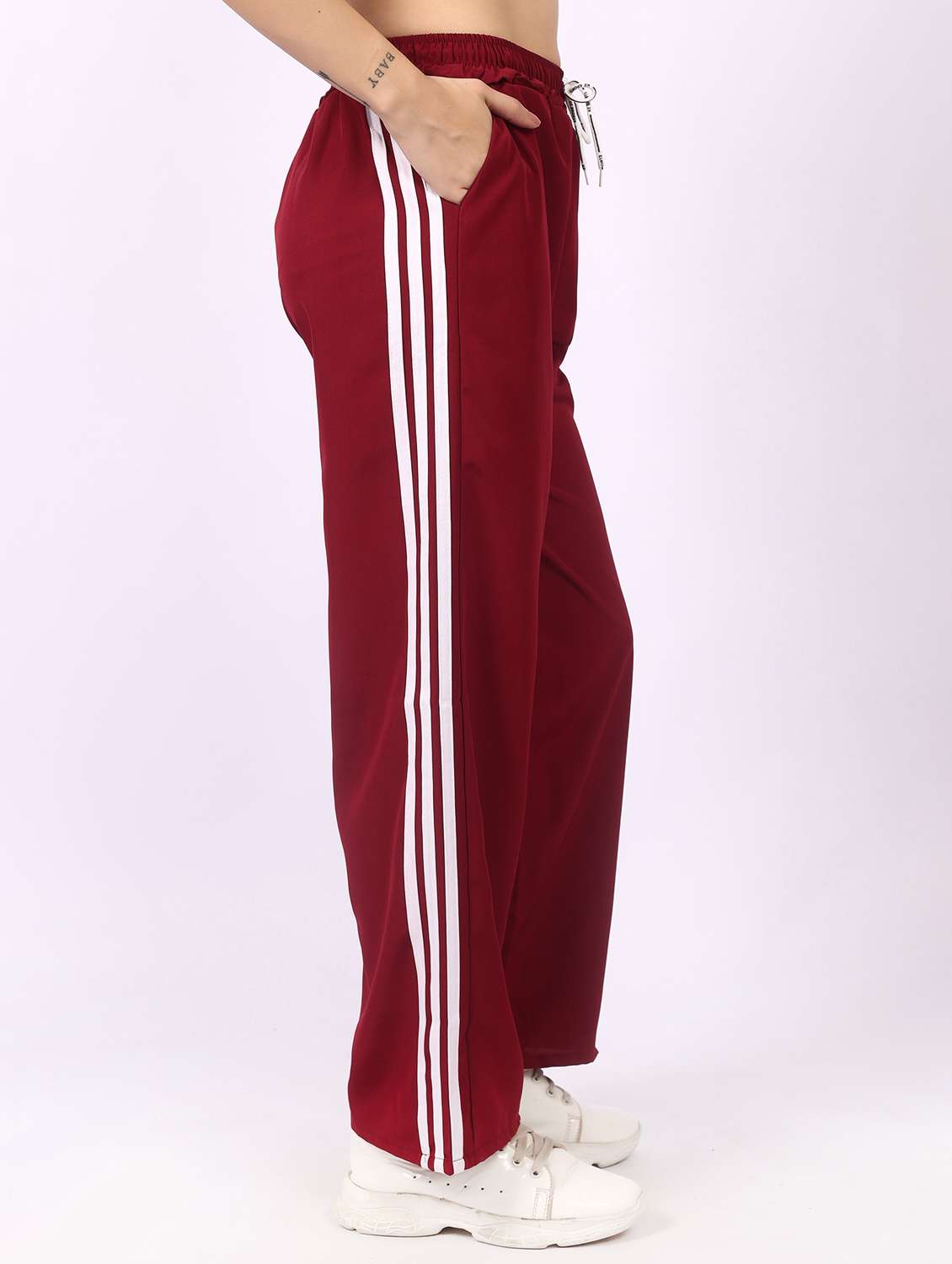 maroon lounge wear regular fit trackpants - 22100917 -  Standard Image - 5