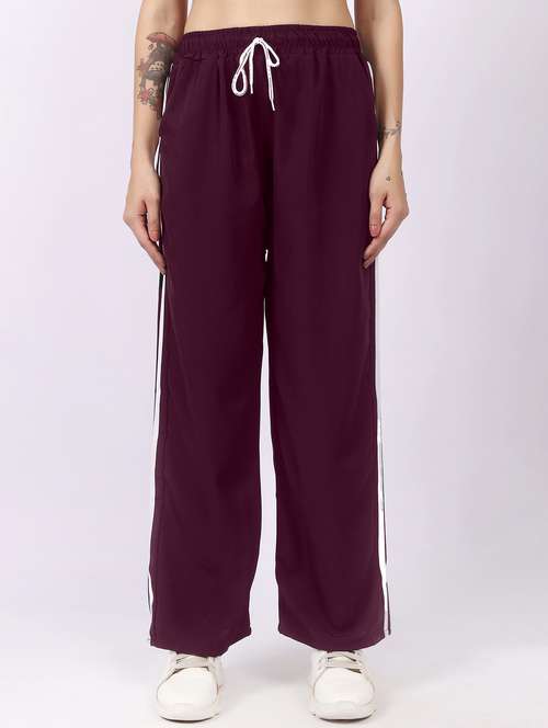 burgundy polyester regular track pants - 22100919 - Standard Image - 0