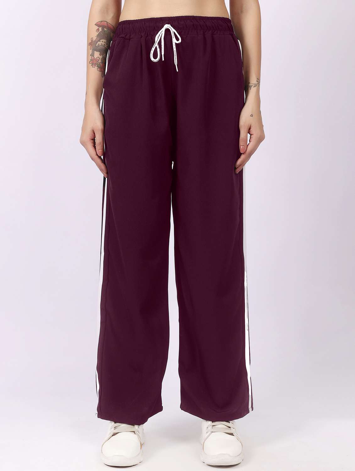 burgundy polyester regular track pants - 22100919 - Zoom Image - 0