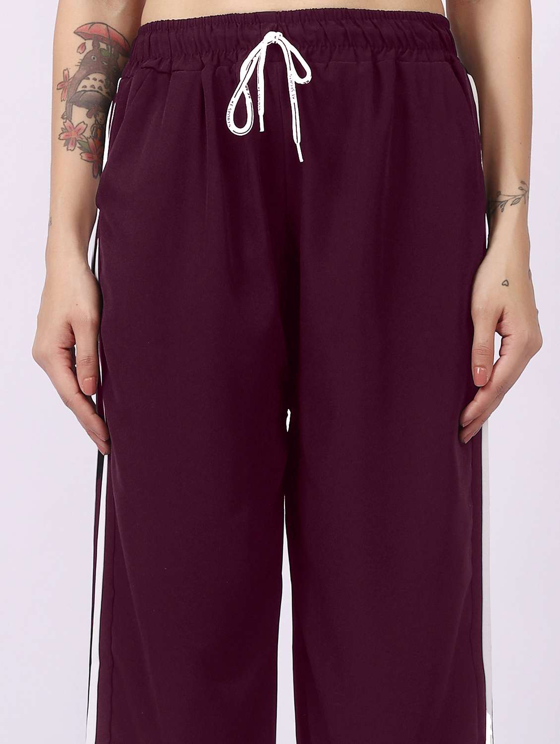 burgundy polyester regular track pants - 22100919 - Standard Image - 3