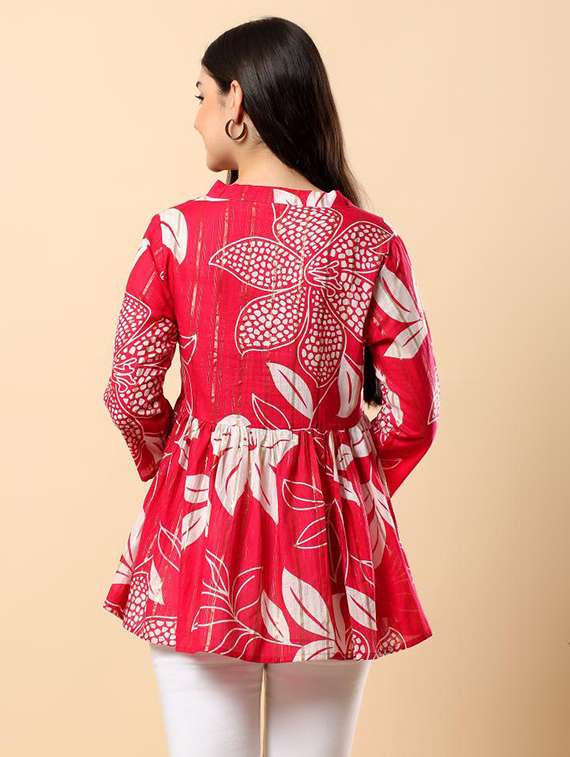 women printed three quarter sleeve flared top - 22100933 - Standard Image - 3