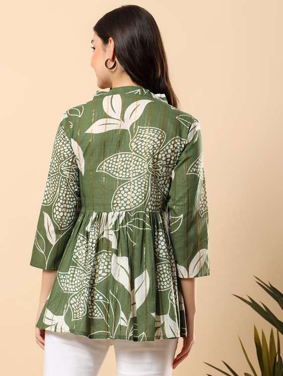 women printed three quarter sleeve flared top - 22100936 - Standard Image - 3