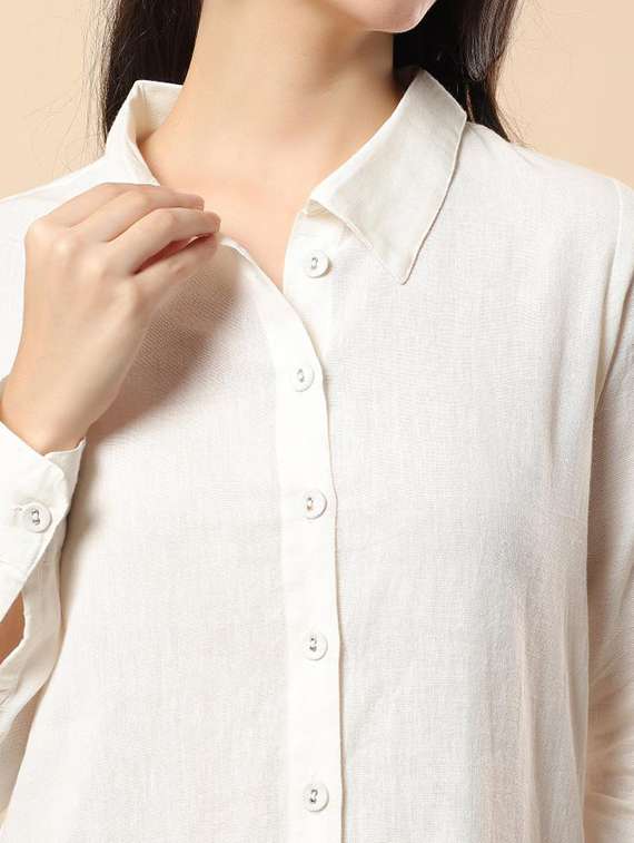 women solid long sleeve shirt & trouser co-ord set - 22100938 - Standard Image - 5