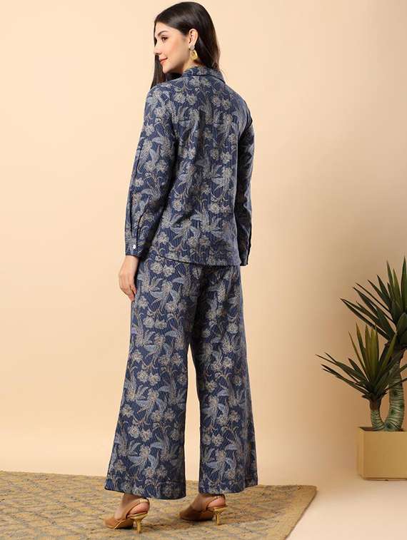 women floral long sleeve shirt & trouser co-ord set - 22100940 - Standard Image - 3