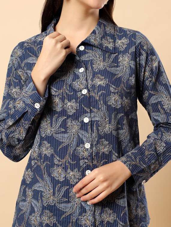 women floral long sleeve shirt & trouser co-ord set - 22100940 - Standard Image - 5