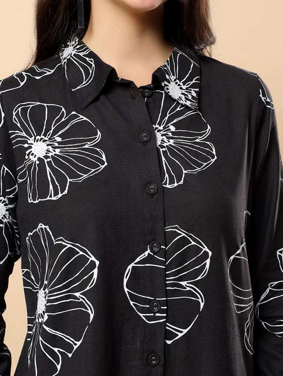 women floral long sleeve shirt & trouser co-ord set - 22100949 - Standard Image - 5