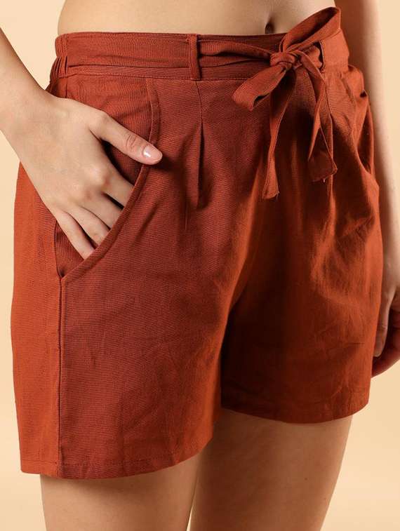 women solid long sleeve shirt & shorts co-ord set - 22100954 - Standard Image - 5