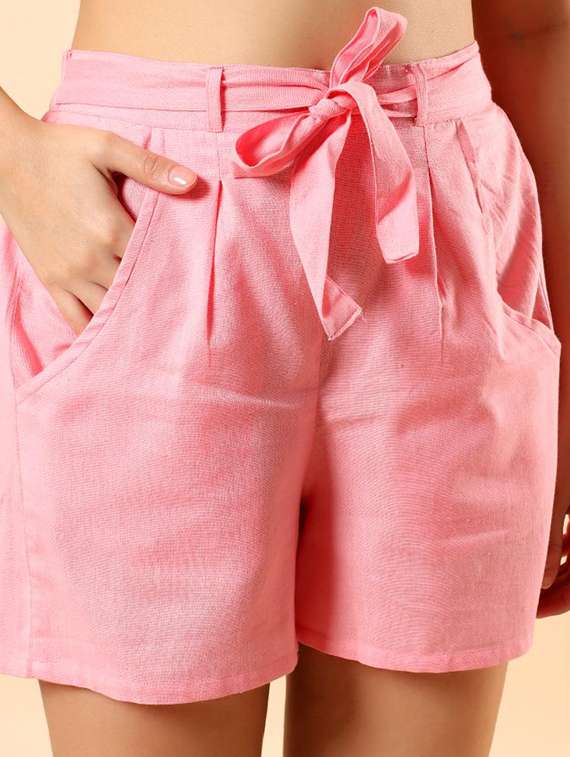 women solid long sleeve shirt & shorts co-ord set - 22100957 - Standard Image - 5