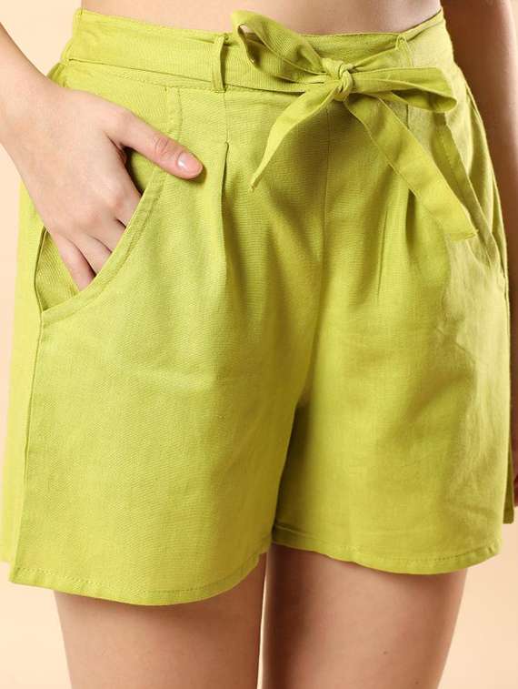 women solid long sleeve shirt & shorts co-ord set - 22100960 - Standard Image - 5