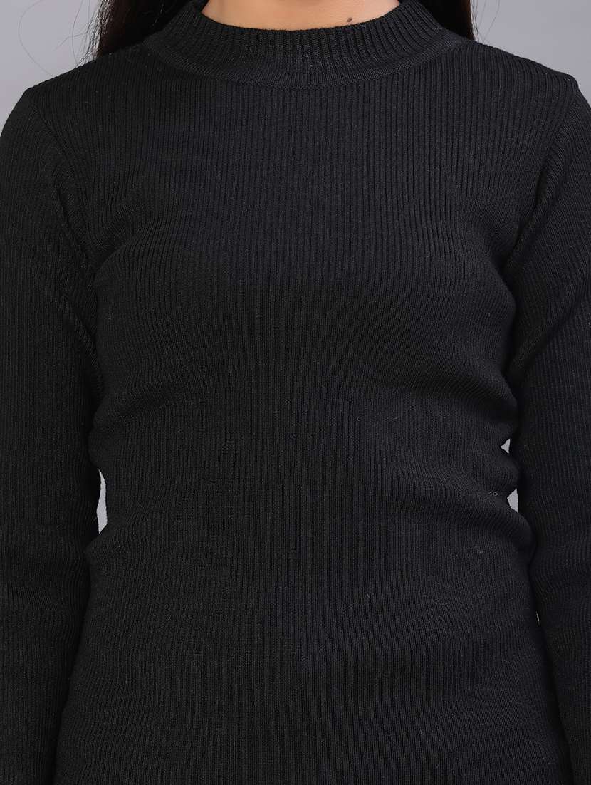 women solid long sleeve pullover - 22101024 -  Standard Image - 5