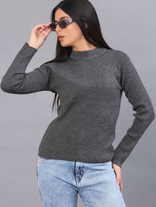 women solid long sleeve pullover - 22101026 -  Standard Image - 0