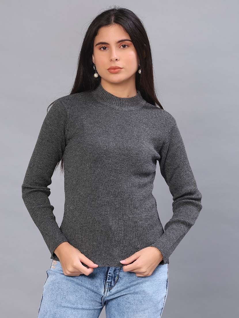 women solid long sleeve pullover - 22101026 -  Standard Image - 3