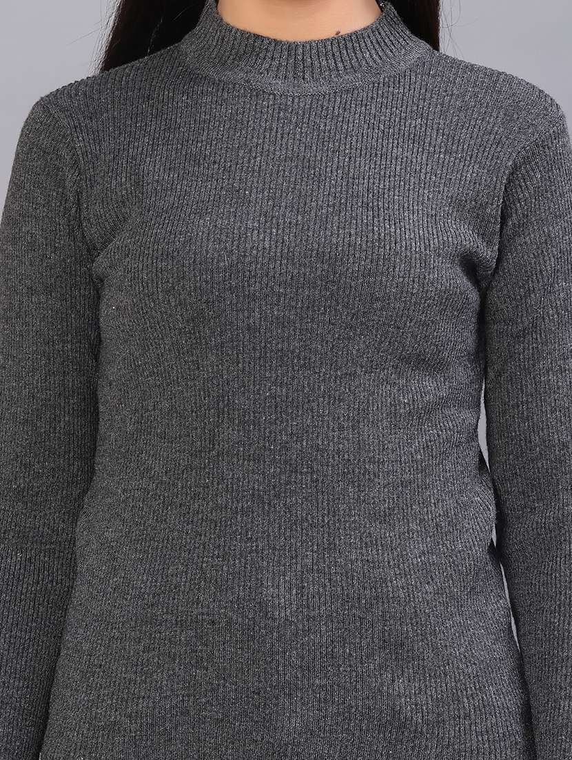 women solid long sleeve pullover - 22101026 -  Standard Image - 5