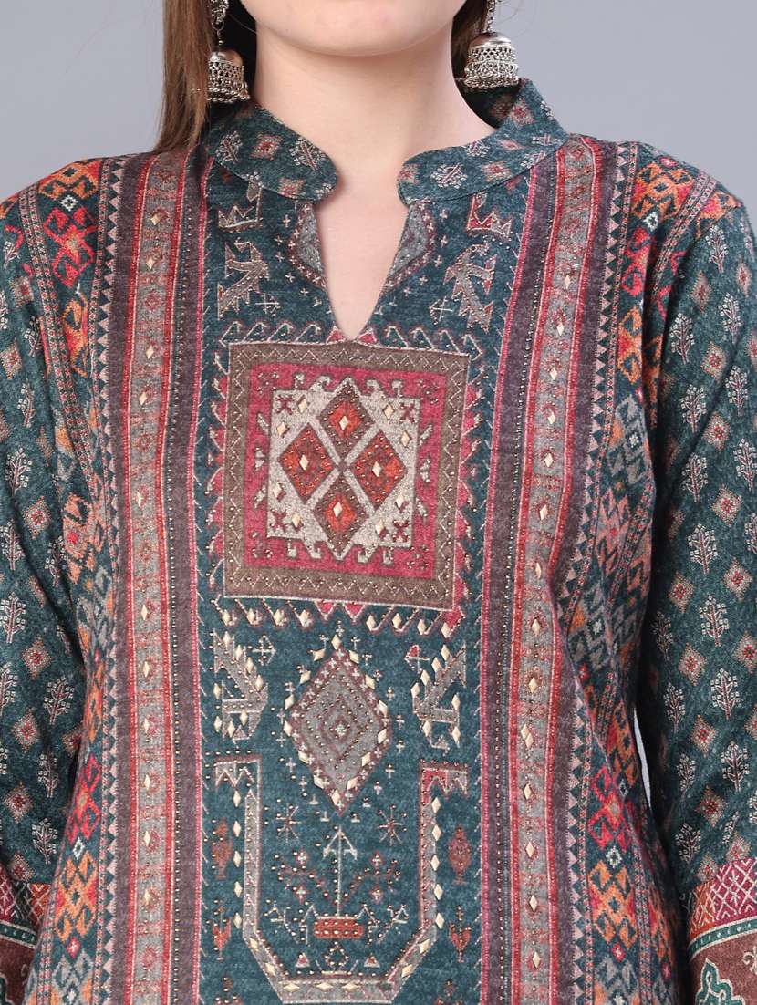 women printed long sleeve kurta pant with dupatta set - 22101040 -  Standard Image - 5