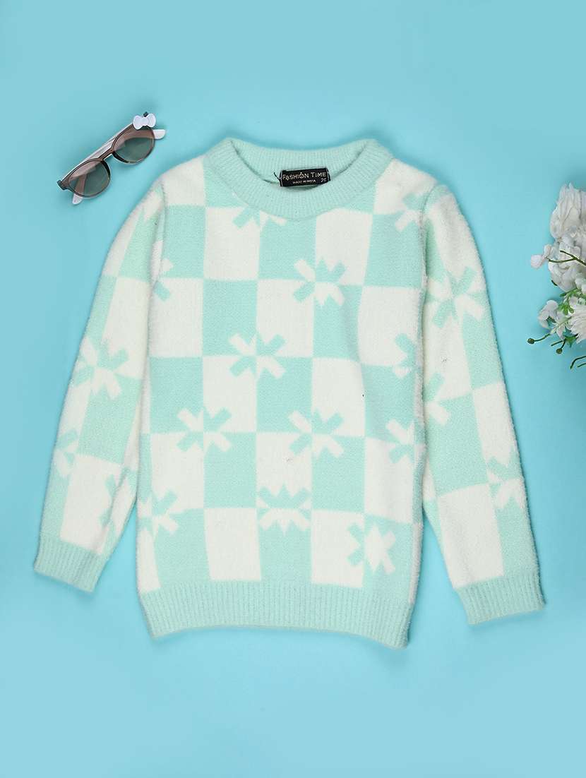 girls self designed long sleeve sweater