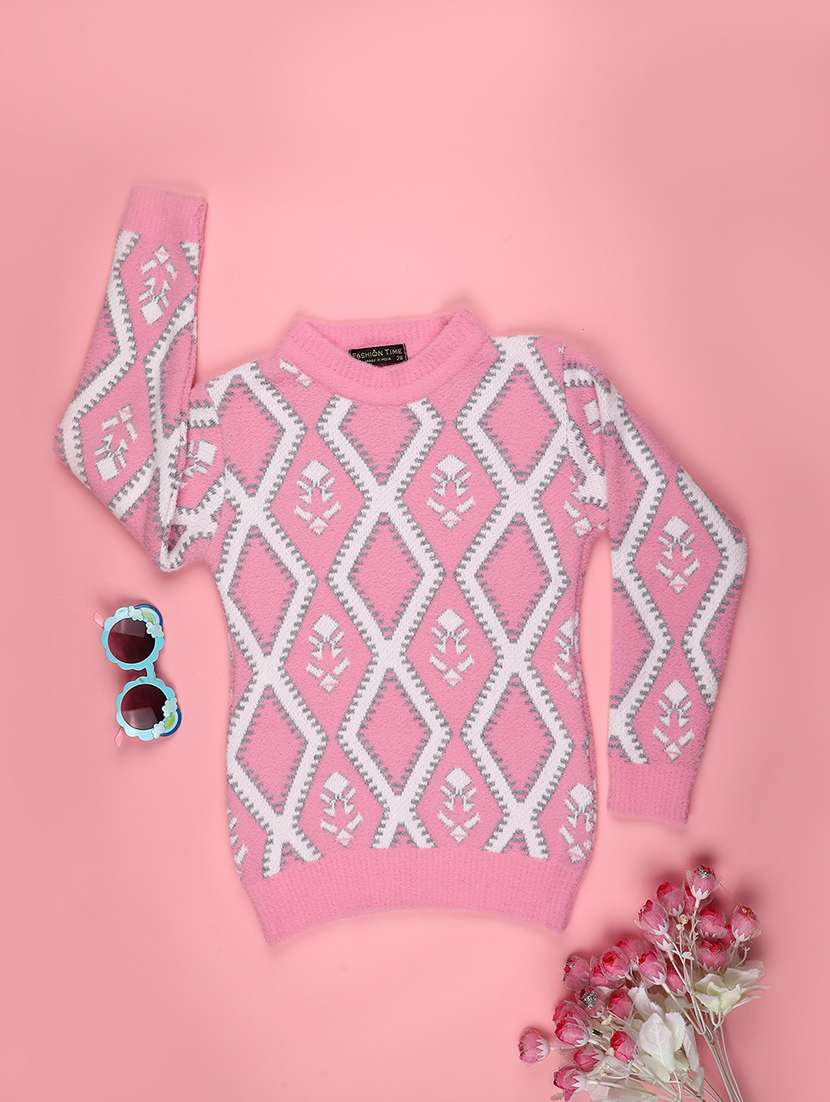 girls self designed long sleeve sweater
