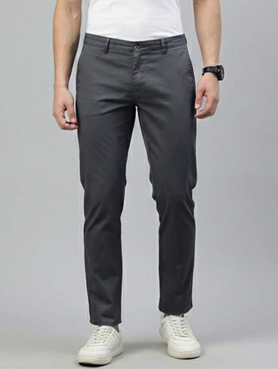 men solid mid rise sim fit chinos