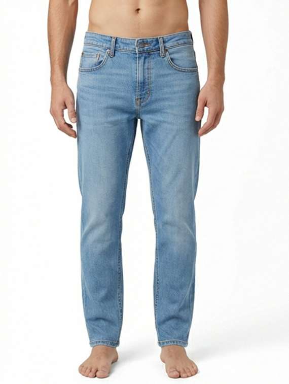 men solid mid rise sim fit jeans
