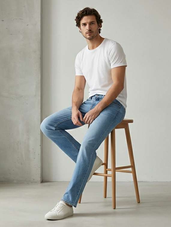 men solid mid rise sim fit jeans - 22101087 -  Standard Image - 3