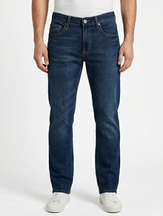 men solid mid rise sim fit jeans