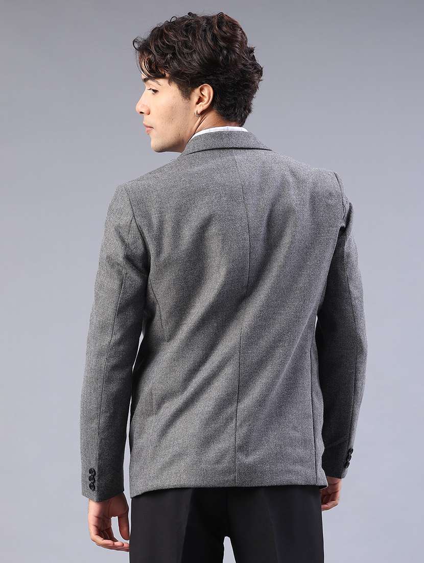 men solid long sleeve lapel collar single breasted blazer - 22101103 -  Standard Image - 3