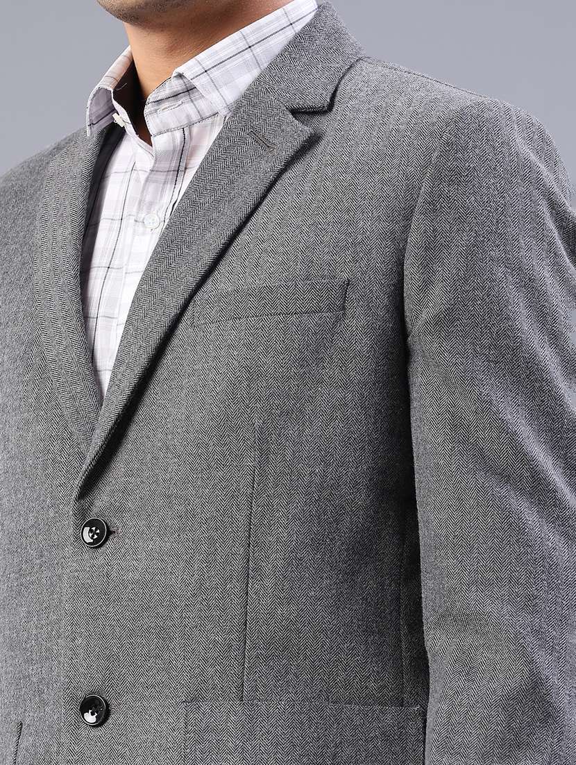 men solid long sleeve lapel collar single breasted blazer - 22101103 -  Standard Image - 5