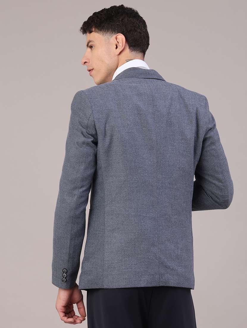 men self design lapel collar single breasted casual blazer - 22101104 -  Standard Image - 3