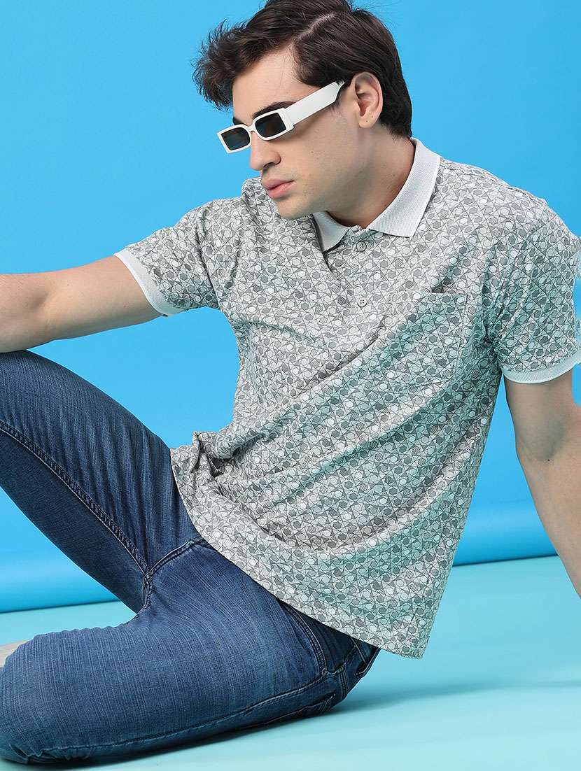 men printed short sleeve regular fit polo t-shirt