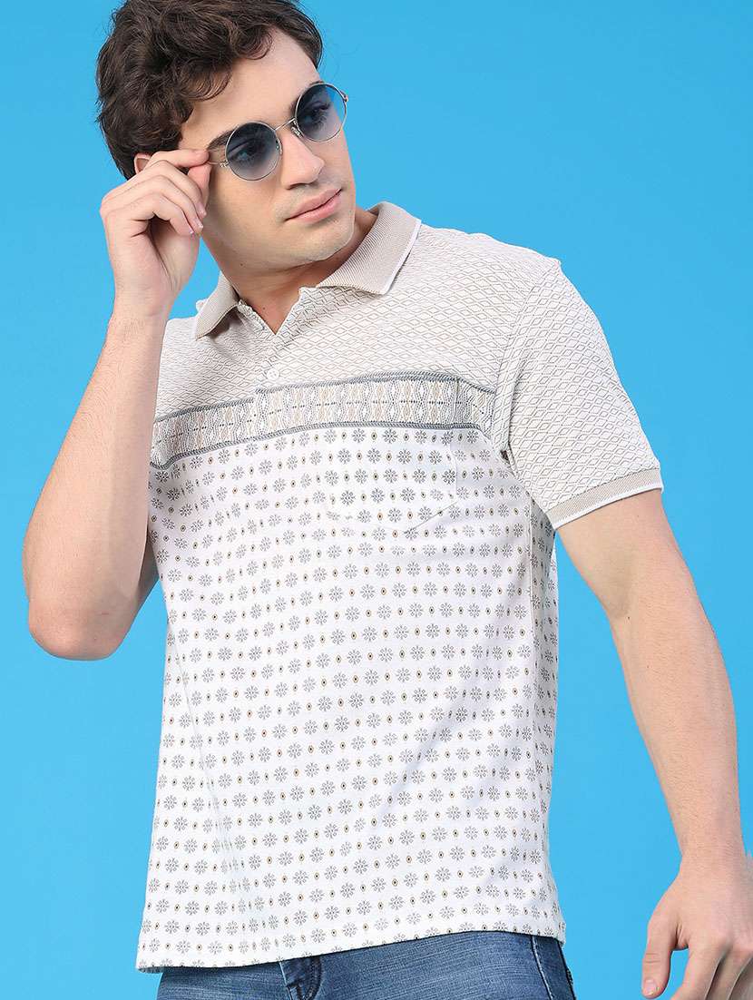 men printed short sleeve regular fit polo t-shirt