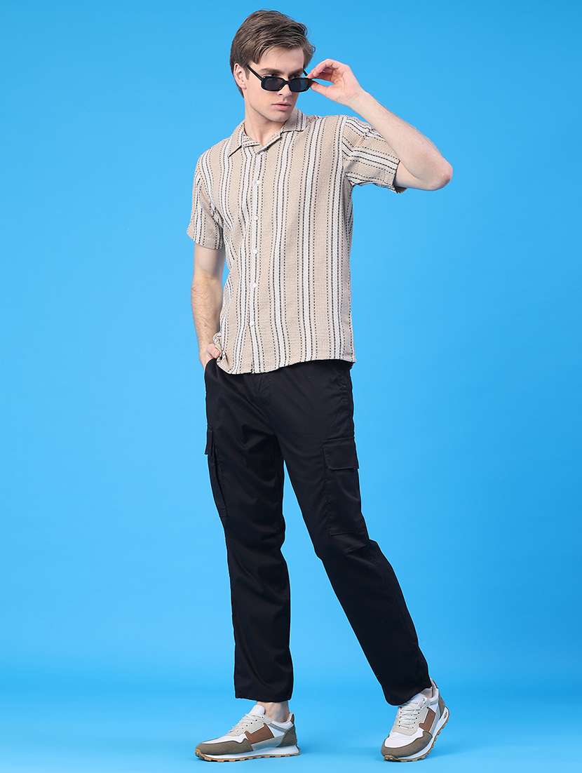 men striped short sleeve regular fit casual shirt - 22101198 -  Standard Image - 5