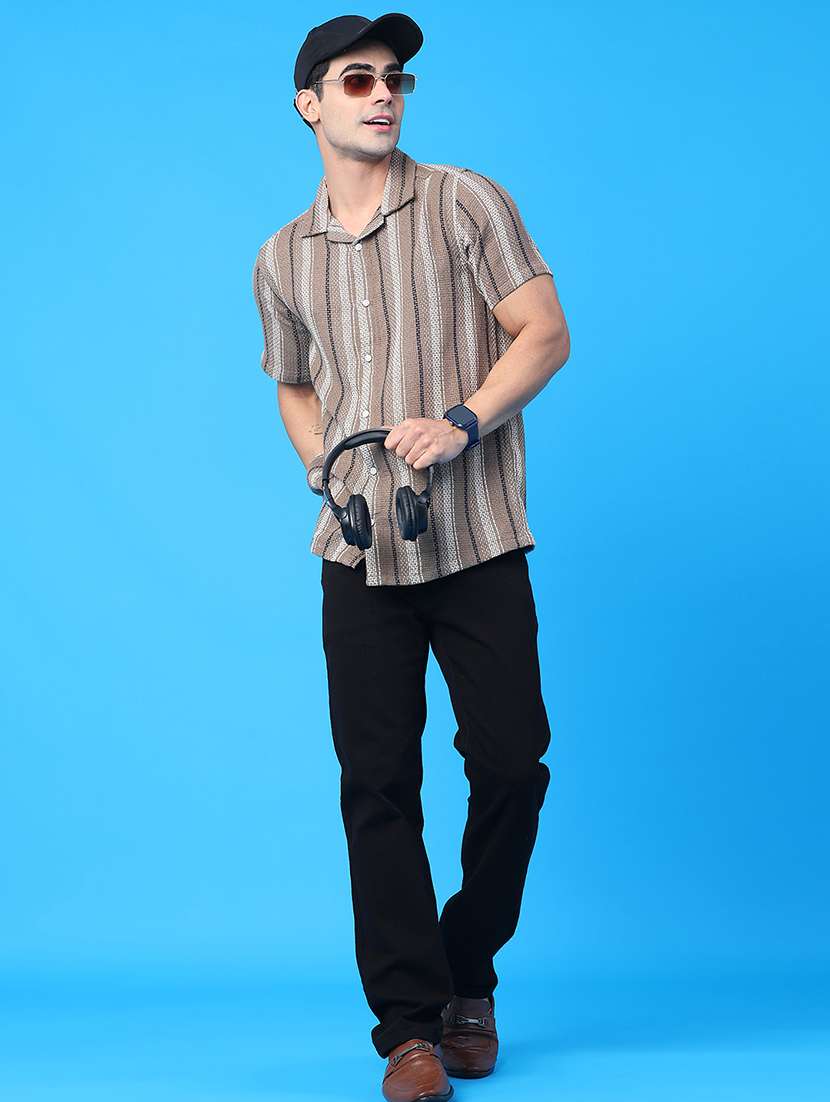 men striped short sleeve regular fit casual shirt - 22101199 -  Standard Image - 5