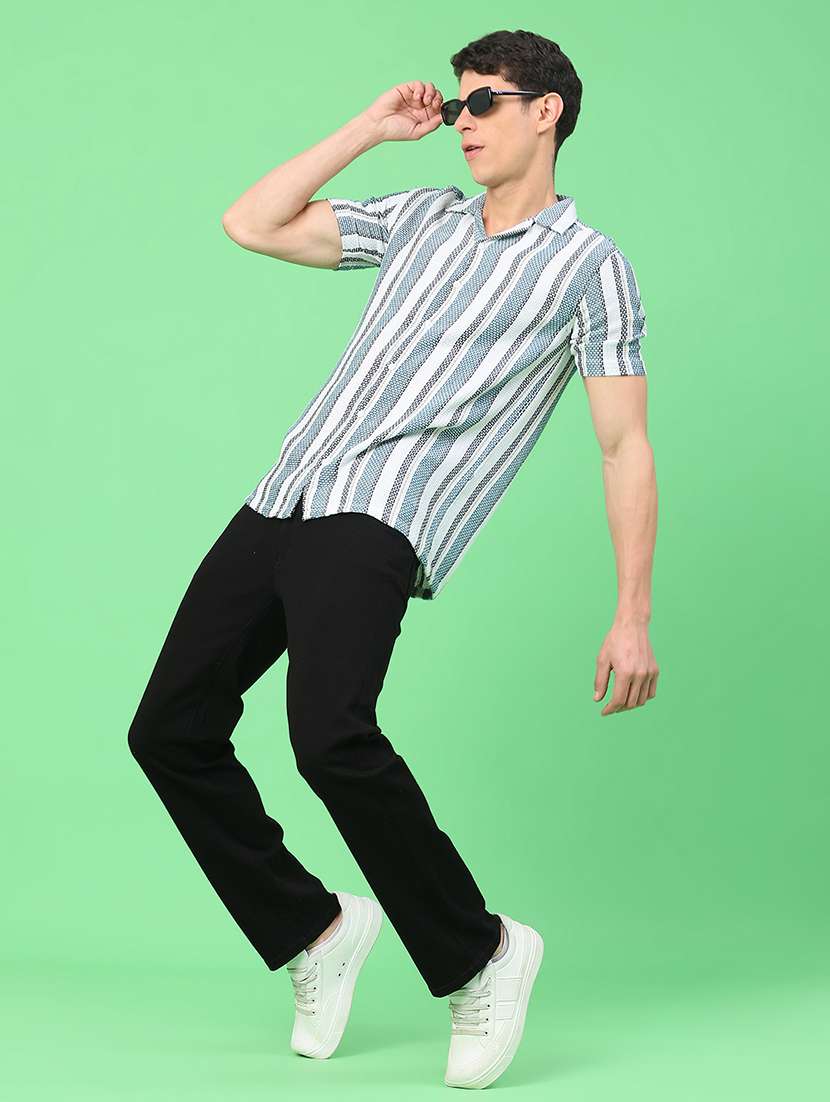 men striped short sleeve slim fit casual shirt - 22101200 -  Standard Image - 5