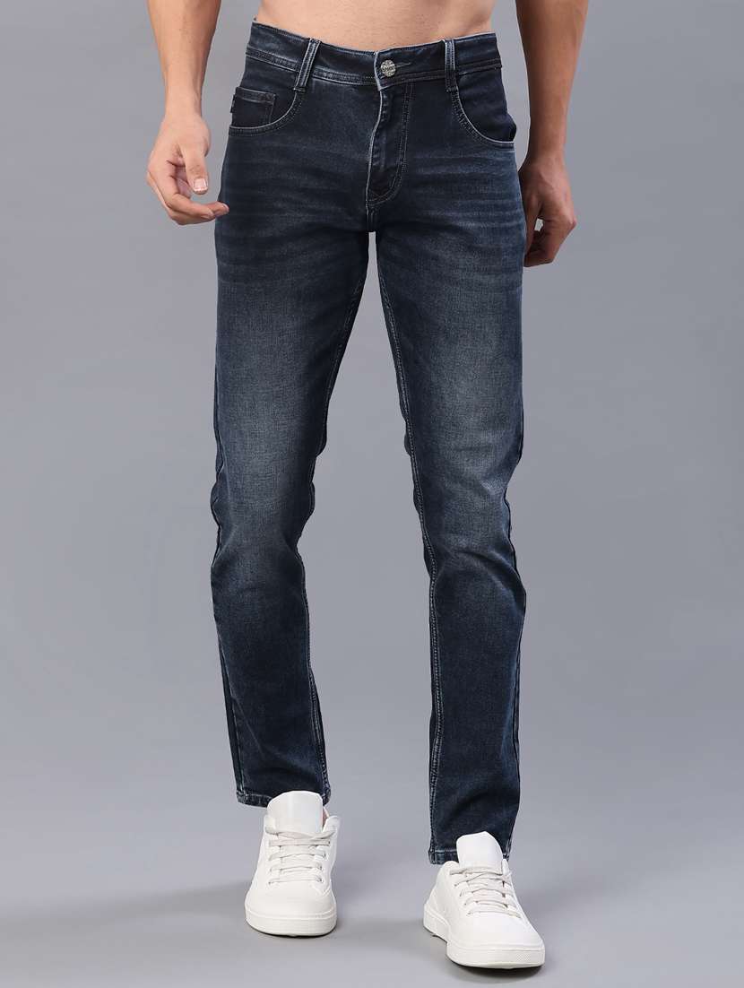 men solid mid rise slim fit jeans