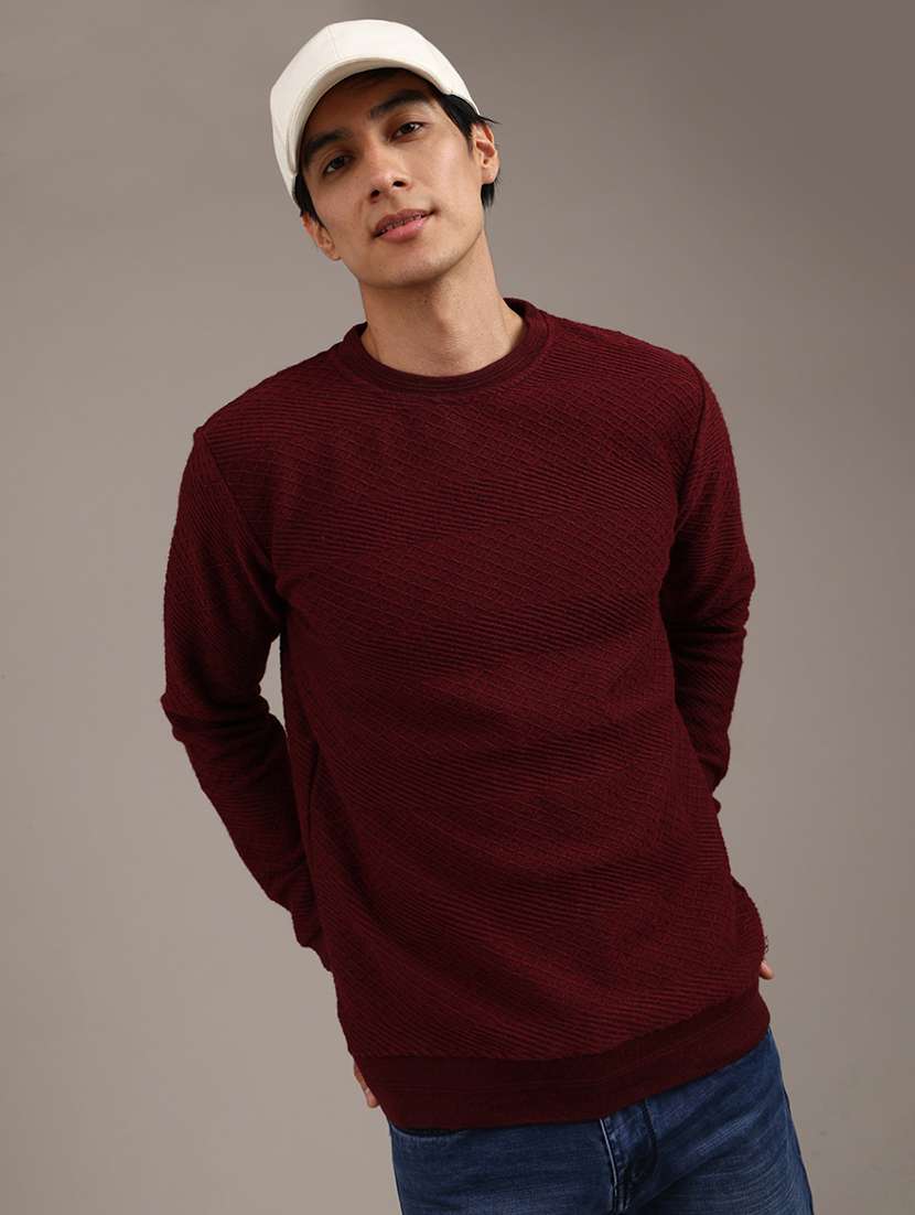 men self design long sleeve regular fit sweatshirt