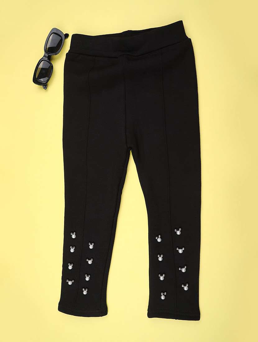 girls solid with work mid rise winterwear leggings