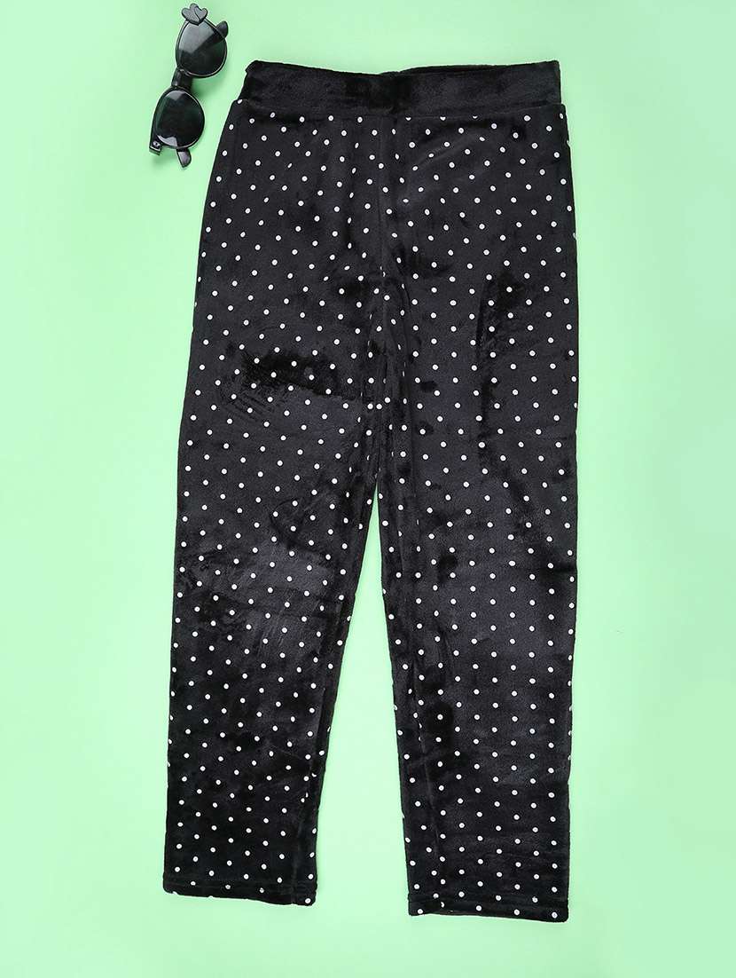 girls polka dot mid rise winterwear leggings