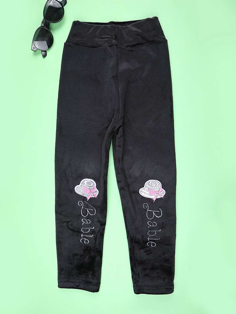 girls solid with work mid rise winterwear leggings