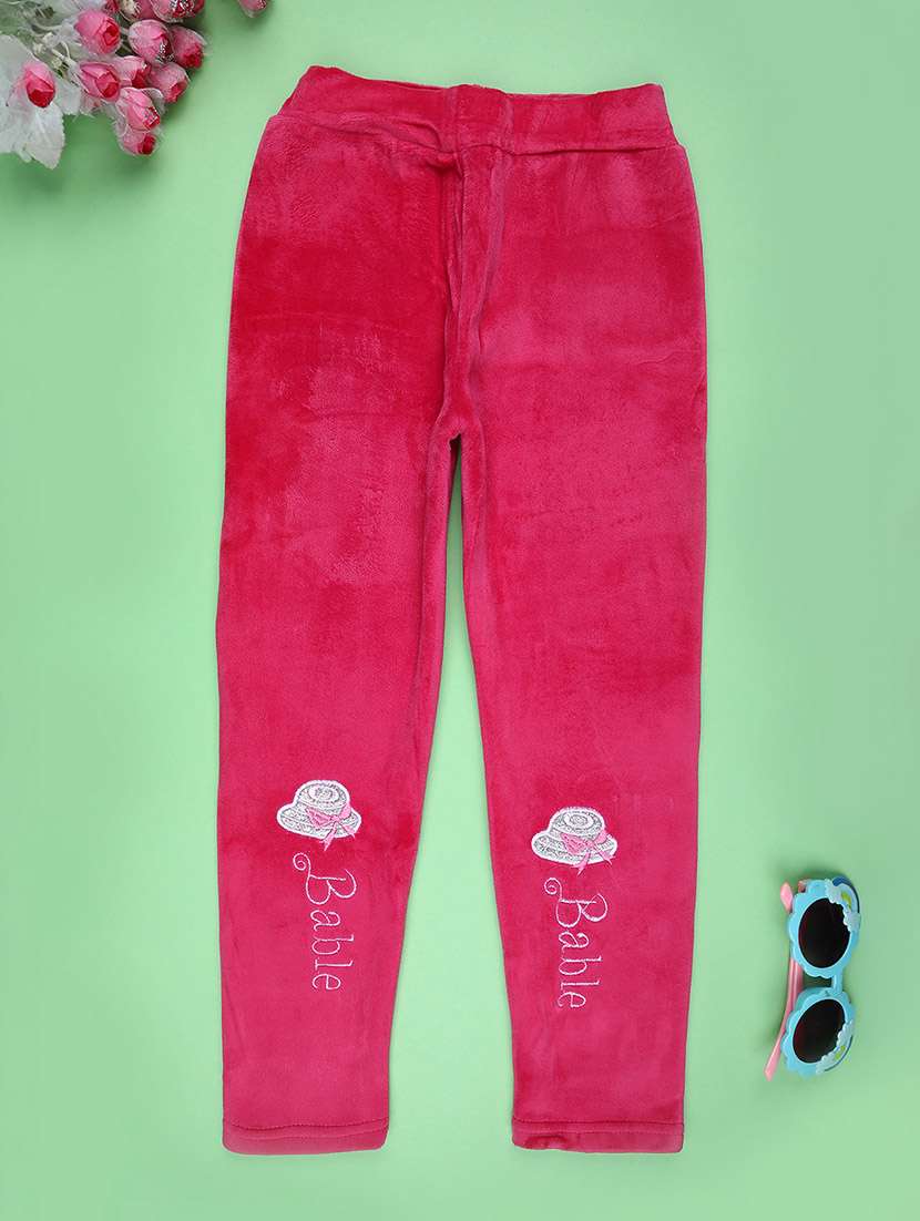 girls solid with work mid rise winterwear leggings