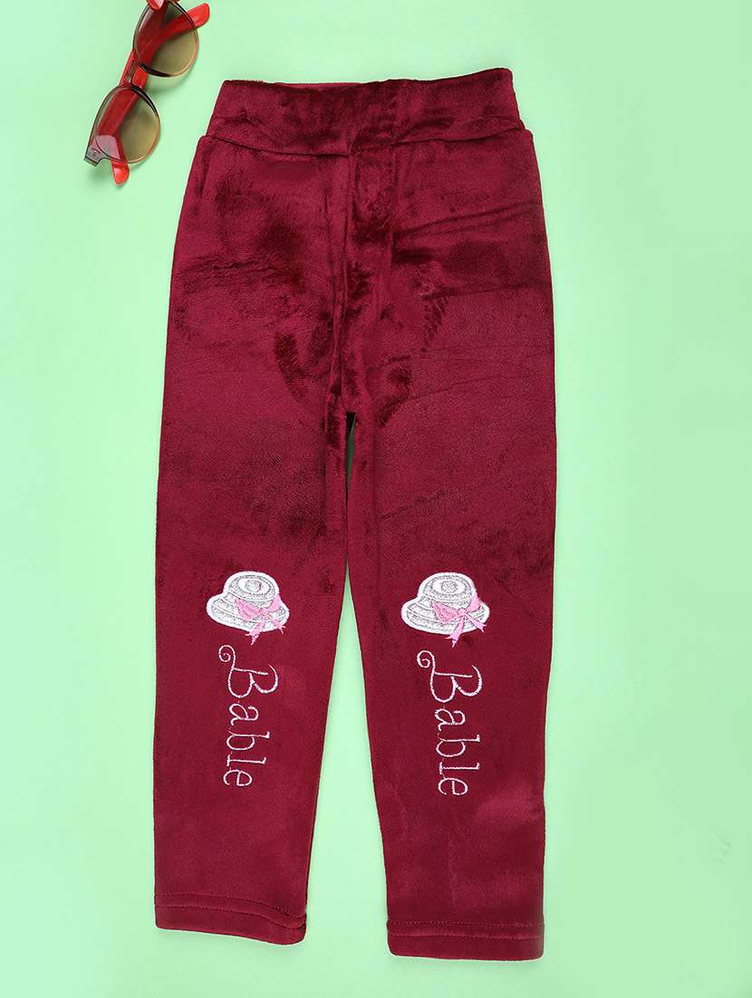 girls solid with work mid rise winterwear leggings