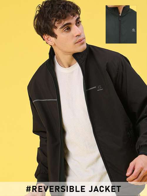 men solid long sleeve reversible bomber jacket - 22101334 -  Standard Image - 0