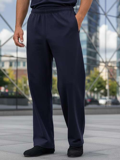 men solid mid rise full length track pant - 22101339 -  Standard Image - 0