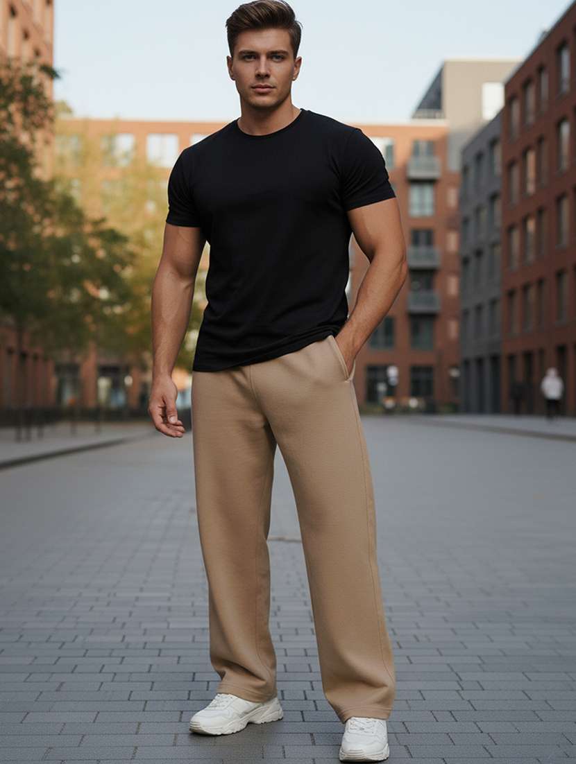 men solid mid rise full length track pant - 22101342 -  Standard Image - 3