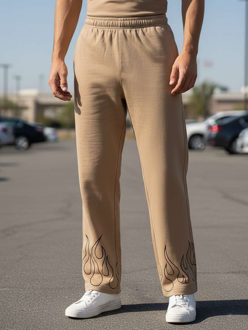 men placement print mid rise full length track pant - 22101344 -  Zoom Image - 0
