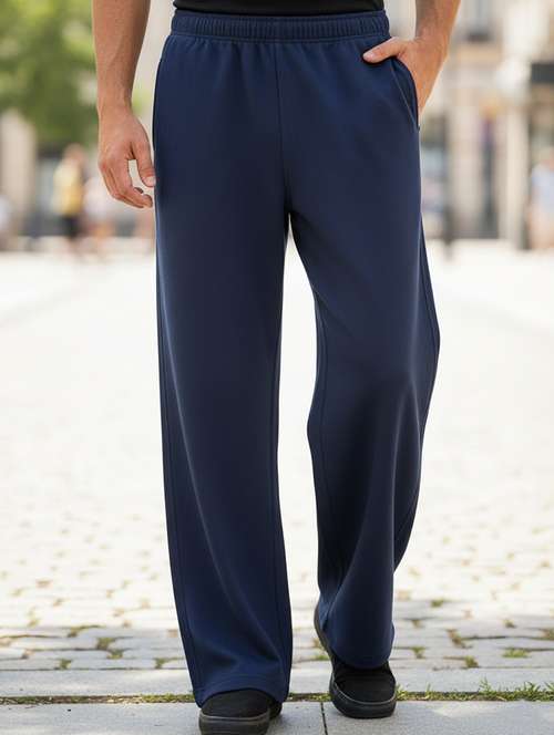 men solid mid rise full length track pant - 22101349 -  Standard Image - 0