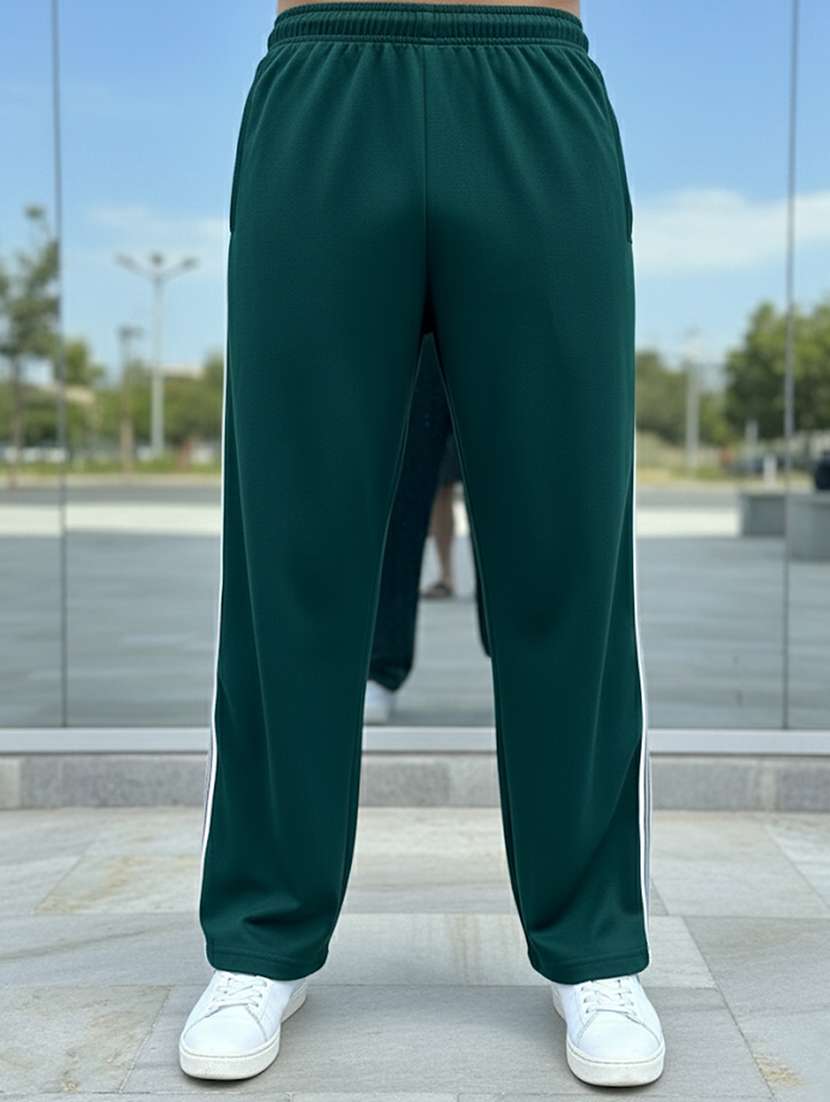 men side taped mid rise full length track pant