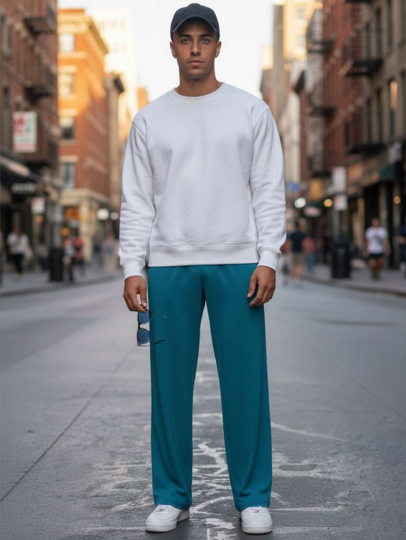 men solid mid rise full length track pant - 22101352 -  Standard Image - 3