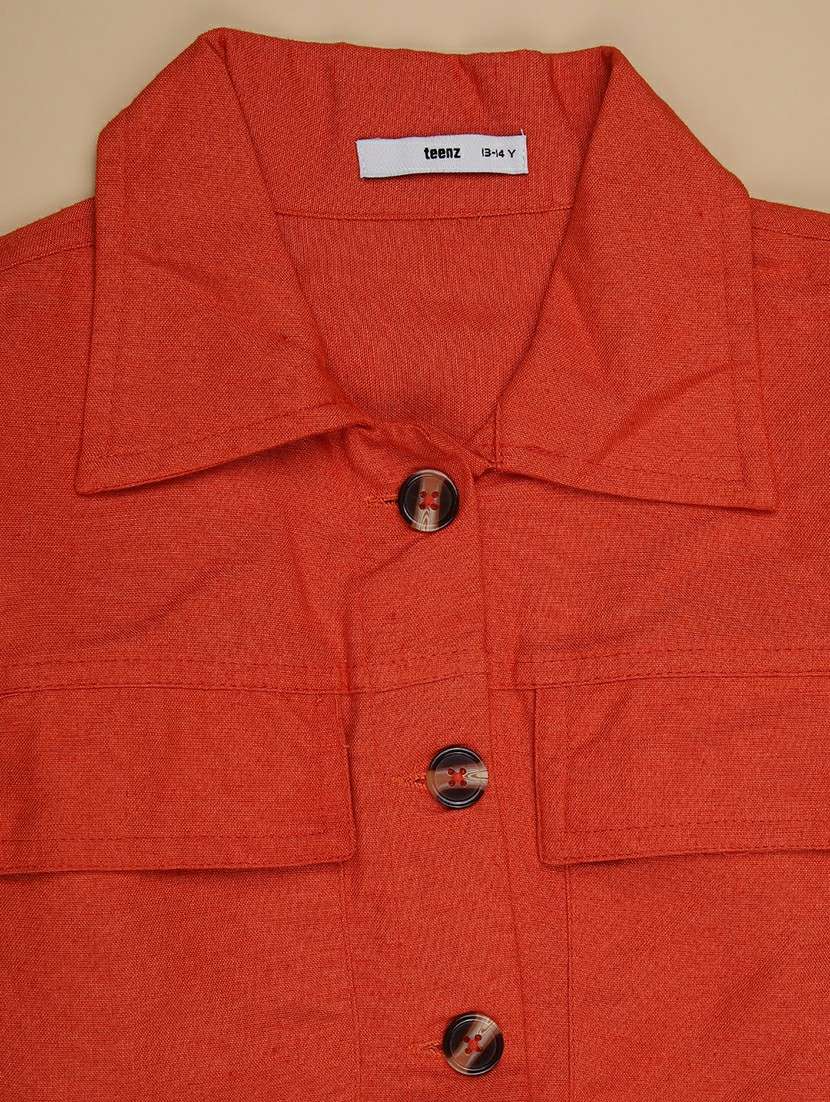 girls solid bell sleeve collared shirt - 22101354 -  Standard Image - 3