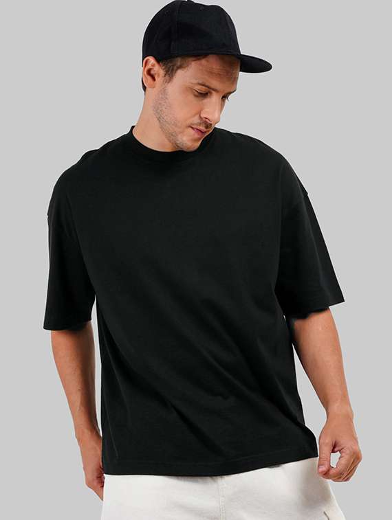 men solid short sleeve oversized t-shirt - 22101421 -  Zoom Image - 0