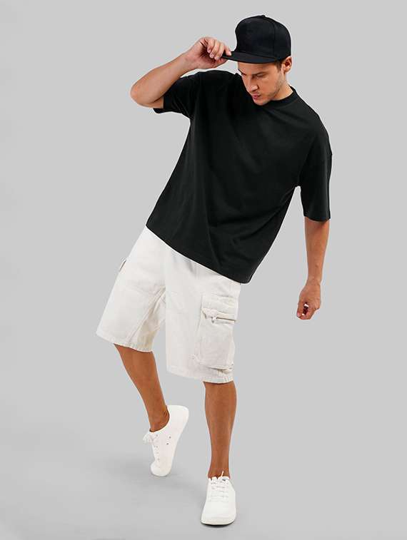 men solid short sleeve oversized t-shirt - 22101421 -  Standard Image - 3