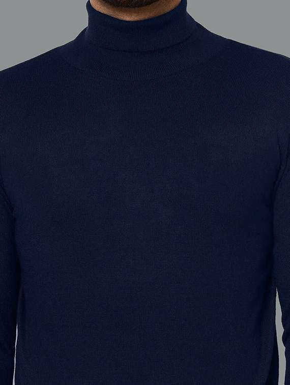 men solid long sleeve slim fit pullover - 22101426 -  Standard Image - 3